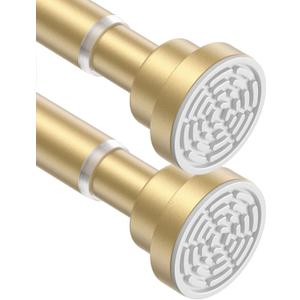 Tension Curtain Rod 28 To 50 Inch Gold Tension Rods Adjustable Spring Loaded Curtain Rods 7/8" Curtain Rods No Drilling Tension Rods For Windows Bedroom Closet Doorway Door 2pcs