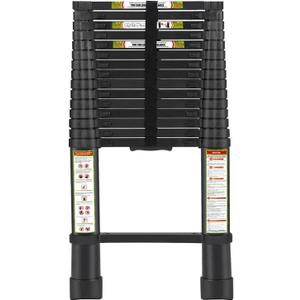 RIKADE Telescoping Ladder 20.3FT & Attic Ladder, Heavy Duty Aluminum with Non-Slip Feet, 330lb Capacity for RV, Attic, Loft & Multi-Surface Use (Carbon)