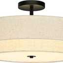Bagood 20" Modern 2-Layer Fabric Ceiling Light Black Classic Drum Light Fixture 5-Light Nursery Light Fixture Semi Flush Mount Ceiling Light for Living Room Bedroom Entryway Hallway Kitchen Closet, 19.7 Inch