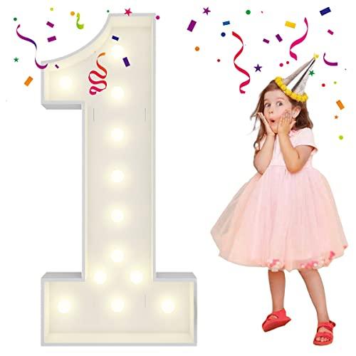 4FT Light Up Numbers Letters, DIY Giant Marquee Numbers, Mosaic Balloon Number 1 for 1st Birthday Decorations, Anniversary Decorations, Wedding Party Decor