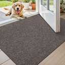 Color&Geometry Small Ultra Thin Indoor Door Mat (Rolled-up NO Creases) 17"x30", Non Slip Rubber Backed Dirt Trapper Door Mat Indoor Entrance, Low Profile Entryway Mat, Easy Clean, Grey-Brown Linen (1'5" x 2'6" (Rectangular))