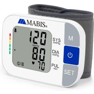MABIS Universal Wrist Talking Blood Pressure Monitor, Visual BP Guide, 396 Reading Memory Storage for 4 Users, Protective Storage Case, FSA & HSA Eligible (Pack of 48)
