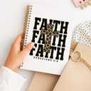FISWAFY Trendy Leopard Cross Christian Spiral Notebook 5.5x8.3in, Faith Based Christian Journal Gifts for Women, Religious Prayer Journal Notebooks for Note Taking, Hardcover Notebook Journal