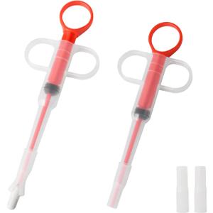 2 Pieces Cat Pill Shooter Pet Pill Gun Handy Piller Tablets Dispenser Pet Medicine Feeder Pet Feeding for Dogs, Cats, Animals (Red)