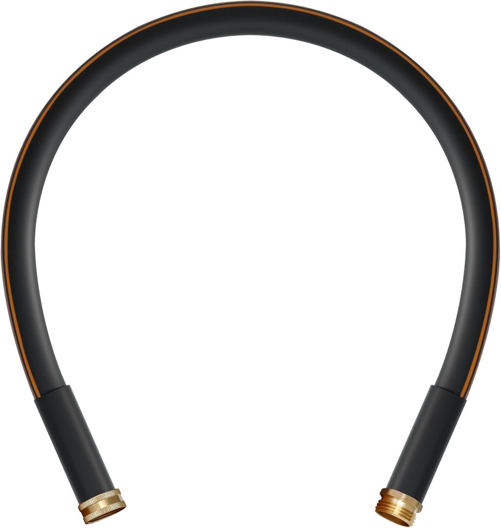 Atlantic Heavy Duty Garden Hose 3 ft x 5/8 Inch Black Color, Short Connection Leader Hose with Solid Brass Connectors (3 Feet)