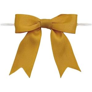 50 Pcs 2.5 Inches Twist Tie Grosgrain Ribbon Bows Pretied Premade Craft Bows for Treat Bags Gift Wrapping Basket Wedding Baby Shower Brithday Christmas Party (2.5", Gold)