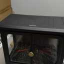 BLITZHOME 18'' Electric Fireplace Heater, Thermostat Control, 3D Realistic Flame, 2 Heating Mode 750/1500W, Safety Protection, Portable Freestanding Fire Places Stove for Home Indoor, Small Space