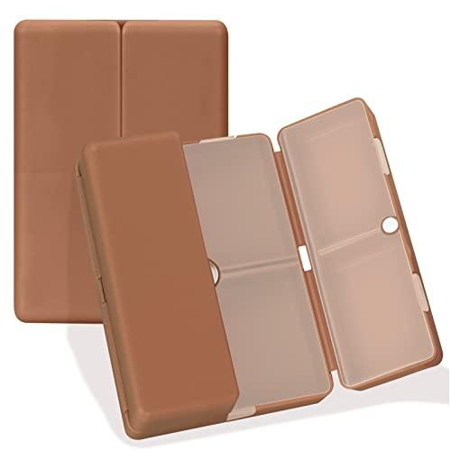 FYY Daily Pill Organizer, 7 Compartments Portable Travel Pill Case, [Folding Design] for Purse Pocket to Hold Vitamins,Cod Liver Oil,Supplements and Medication-Brown