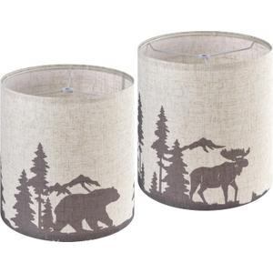 GOSO Tall Drum Lamp Shades Set of 2 Small Beige-Natural Linen Bear Lamp Shade for Table Lamps Beside-9.8" Top x9.8" Bottom x10.8" High(Spider) DIY Shade Rustic Lamp Shade Replacement- Easy Assembly