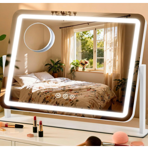 Vanity Mirror with Lights, 5X Magnification Spot Mirror, Makeup Mirror with Dimmable 3 Color Lighting, 17.3"L x 14.2"W