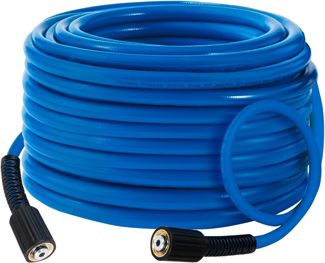 Hourleey Pressure Washer Hose 30 FT, 3600 PSI Flexible Kink Resistant Power Washer Hose Replacement, 1/4" Quick Connect Pressure Hose Extension, Blue