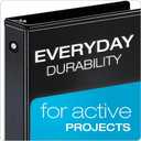 Cardinal Economy 3 Ring Binder, 1 Inch, Presentation View, Black, Holds 225 Sheets, Nonstick, PVC Free, 4 Pack of Binders 
