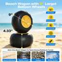 VELUVIA 400L Double Decker Beach Wagon with Big Balloon Wheels for Sand | 500LBS Heavy Duty Foldable Beach Wagon with Side Pocket, Beach Cart for Beach,Fishing,Camping,Outdoor-Black