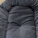 Majestic Pet 32 Inch Micro Velvet Calming Dog Bed Washable  Cozy Soft Round Dog Bed with Spine for Head Support - Fluffy Donut Puppy Mat 32x23x7 (inch) Medium  Navy