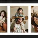 decorUhome 8x16 Picture Frames Collage Wall Decor, Display 3Pcs 5x7 Photos with Mat or 1Pcs 8x16 Unmatted, 3 5x7 Collage Picture Frames for Wall Mounting, Black