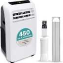 SereneLife Small Air Conditioner Portable 10,000 BTU with Built-in Dehumidifier - Portable AC unit for rooms up to 450 sq ft - Remote Control, Window Mount Exhaust Kit (White)