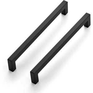 Ravinte 32 Pack Square Cabinet Handles - Matte Black Drawer Pulls - 8 Inch Kitchen Cabinet Hardware