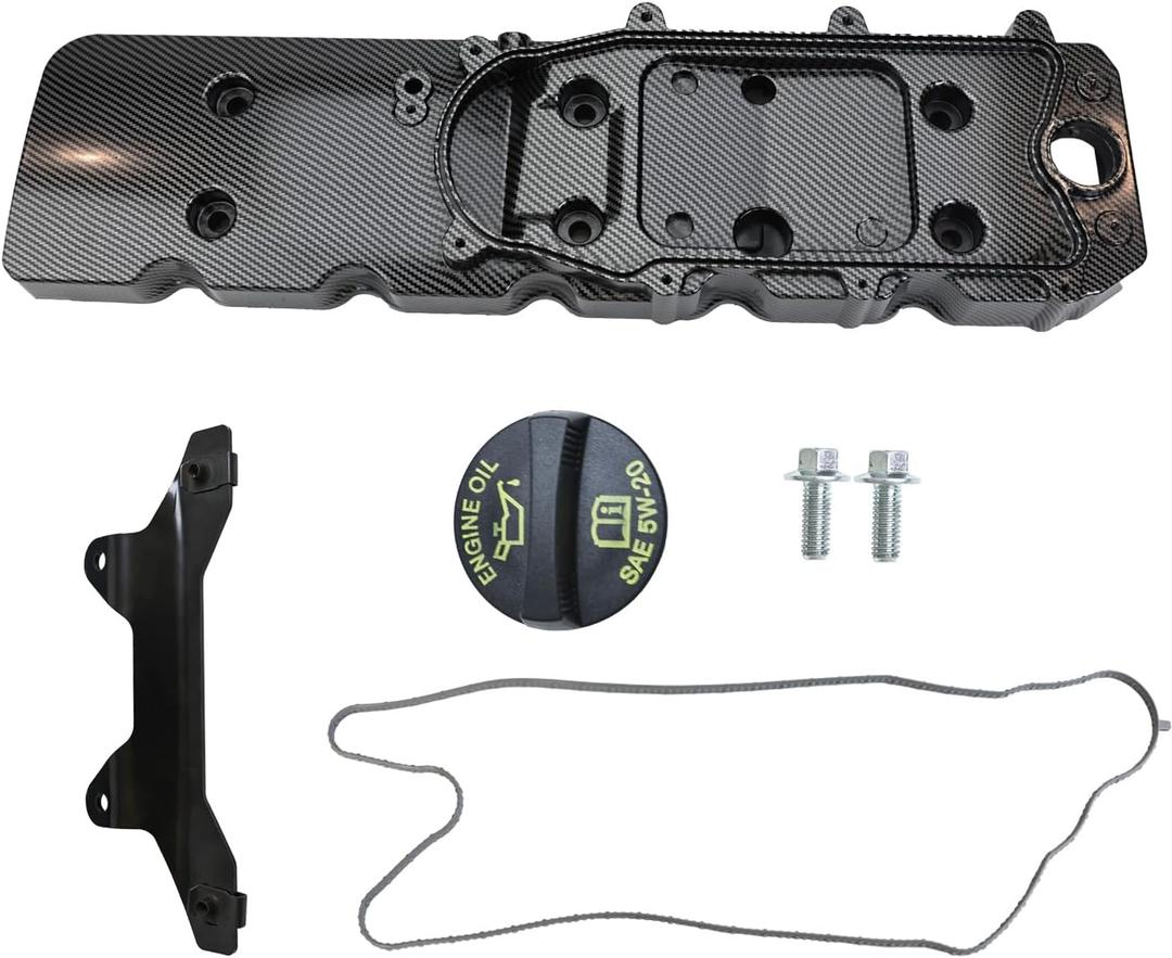 MITZONE Aluminum Engine Valve Cover With Gasket Bolts & PCV Valve and Cap With Stent Compatible with 2007-2023 Dodge Ram 2500 3500 Diesel 6.7L 68445548AA