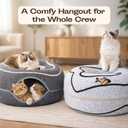 Peekaboo Cat Cave Donut - Cat Tunnel Bed for Indoor Cats Cute Patterns Hideaway for Multiple & Large Cats, Scratch-Resistant (Light Gray)