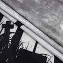 Halloween Shower Curtain Black Crow Bat and Dead Tree in Spooky Misty Forest Shower Curtain with Hooks, Scary Grey Full Moon Night Bathroom Curtains Shower Set Halloween Decor, 60X72Inches