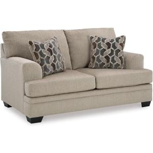 Signature Design by Ashley Stonemeade Casual Loveseat with 2 Toss Pillows, Light Brown