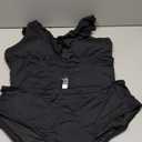 Womens Two Piece Swimsuits - Ruffle Flounce Tankini Tummy Control Bathing Suits V Neck Swimwear (X-Large, Black 01)