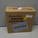 Broom and Dustpan Set for Home, Dust pan with Long Handle, Broom with Dustpan Combo Set, for Home Kitchen Room Office Lobby Floor Use Upright Stand Up Sweeping (Gray&Green)