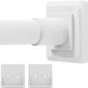 White Shower Curtain Rod,Spring Tension Curtain Rod 30-64,No Drill or Screw Installation Shower Rod for Bathroom, Closet, Kitchen with Brackets