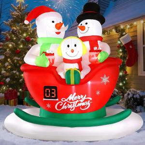 Alupssuc 8 FT Christmas Inflatable Outdoor Decorations with LED Christmas Countdown Clock with Snowman Family, Lighted Blow Up Lawn Yard Clearance for Indoor Xmas Holiday Party Decor, 8ft