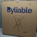 28in Cocktail Table White High Top Folding, Round Portable Bar Height Folding Table with Removable Legs, Indoor Outdoor Banquet for Parties, Commercial, Speech, School