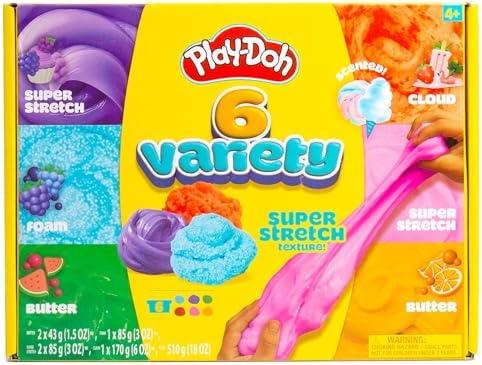 Play-Doh 6 Variety Compounds - Super Stretch, Play Foam, Butter, Cloud, Compound Packs