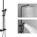 Homevacious Wall Mount Outdoor Shower Kit 9 Inch Rainfall Shower Head Handheld Spray Single handle Center Exposed Shower with Square Shower Head Matte Black