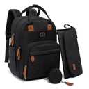 Dikaslon Diaper Bag Backpack with Portable Changing Pad, Pacifier Case and Stroller Straps, Large Unisex Baby Bags for Boys Girls, Multipurpose Travel Back Pack Moms Dads, Black
