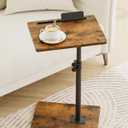 Masupu Sofa Arm Tray Table - 360 Swivel Height Adjustable End Table, Small Snack Side Table for Couch, C Shaped Table for Bed, Chair or TV Tray Table(Rustic Brown)