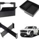 3PCS Center Console Organizer for Toyota Tacoma 2024 2025 2026,Center Console Hidden Box for Toyota Tacoma Accessories,Armrest Hidden Storage Box and Dividers Organizer