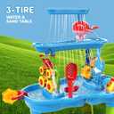 Water Table for Toddlers 3-5 | 3-Tier Kids Water Table Toys, Outdoor Water Table with Rain Showers Splash Pond for Beach Backyard Summer, Sensory Play Table for Boys Girls