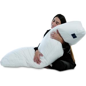ACCURATEX Full Body Pillow for Adults - Hybrid Shredded Memory Foam Firm Body Pillow with Soft Fluffy Down Alternative Cotton Cover - Adjustable Loft Long Pillows for Sleeping (Body(Pack of 1), White)