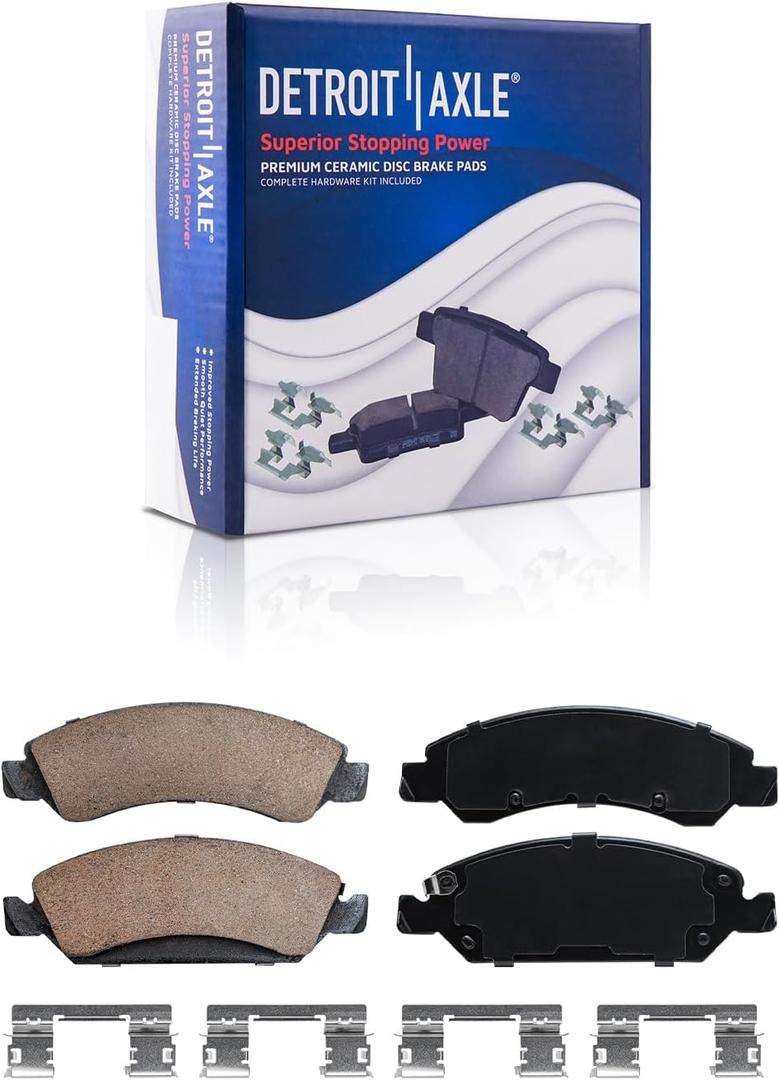 Detroit Axle - Front Ceramic Brake Pads for 07-19 Chevrolet Silverado 1500
GMC Sierra 1500, 2008-2020 Tahoe Yukon, Suburban Express Savana 1500 Avalanche Cadillac XTS Escalade ESV EXT