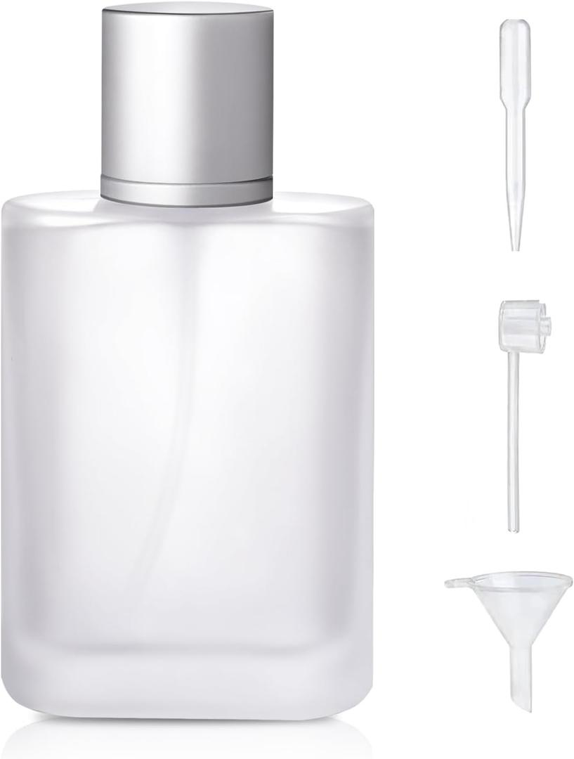 100ml/3.4 Oz Frosted Glass Spray Bottle Perfume Atomizer, Refillable Perfume Spray Bottle Perfume Bottles Empty with 3 Kinds of Perfume Dispenser (Frosted Glass 100ml)