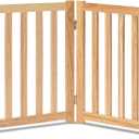 LZRS 2-Panel Wooden Free Standing Foldable Dog Gate Indoor  Solid Hardwood 24" High, Step-Over Safety Pet Gate for Doorways, Stairs & Small Spaces - Indoor Use, Natural