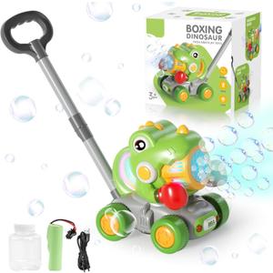 Dolanus Bubble Machine for Toddlers: Dinosaur Boxing Bubble Machine Push Car, Bubble Lawn Mower, Toddler Toy for Outdoor, Toys for Ages -4, Gifts for 3 4 5 Year Old Kids Girls Boys Birthday
