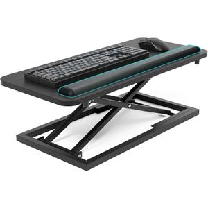 Omhuzsyo Standing Keyboard Tray Keyboard stand, Adjustable Height Keyboard and Mouse Riser for Desktop,For Ergonomic Sit Stand Workstations With Wrist RestLaptop Desk 26.7 x 11.7 Inch(Black)
