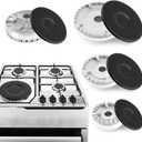 8 Pcs Cooker Hat Set, Oven Gas Hob Burner Crown Flame Cap Cover, Surface Gas Stove Burner Caps and Burner Head Replacement Kit 1 Large 1 Small 2 Middle (Dimensions in Images)