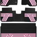 Rubber Floor Mats & Cargo Liner for Honda CR-V 2026-2023 (Include Hybrid) | All Weather Custom Fit Floor Liners with Cargo Mat (Upper Position) Full Set, Black & Pink
