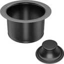 Extended Garbage Disposal Flange and Stopper, Kitchen Sink Drain Deep Flange with Stopper for Garbage Disposal Stainless Steel Fit Universal 3-1/2 Inch Standard Sink Drain Opening Matte Black