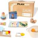 Montessori Toys for Babies 6-12 Months, 9 in 1 Educational Wooden Toys Set, Includes Object Permanent Box, Stacking Cups, Mirror Puzzle, Ring Stacker and More