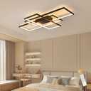 Jaycomey Dimmable Ceiling Light, Black Modern LED Ceiling Lamps with Remote Control, 50W Acrylic Square Flush Mount Ceiling Light Fixture for Living Room Dining Room Bedroom Kitchen