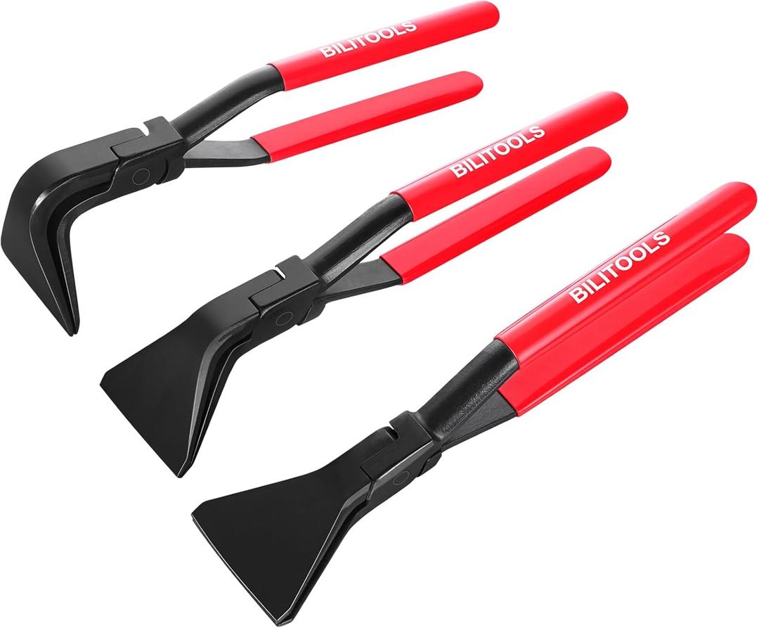 BILITOOLS 3-Piece Hand Seamer Sheet Metal Tools, Sheet Metal Bending Pliers Set Straight, 45 & 90 Bending Tool Comfort with Grip Handle
