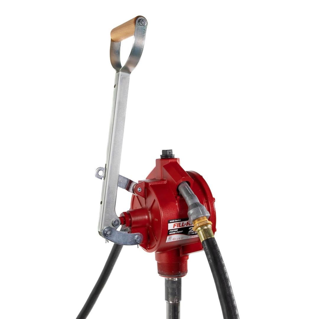Fill-Rite FR152 Piston Hand Pump with Hose & Nozzle Spout, Red, Piston Pump w/Accessories