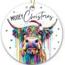 10 x Highland Cow Ornament 2025 - Animal Lovers Gifts for Women Man, Ceramic Animal Ornaments for Christmas Tree Decorations, Unique Highland Cow Gifts, for Friends Neighbor
